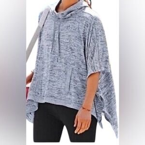 Athleta Blissful women’s Large hooded oversized Heather gray poncho